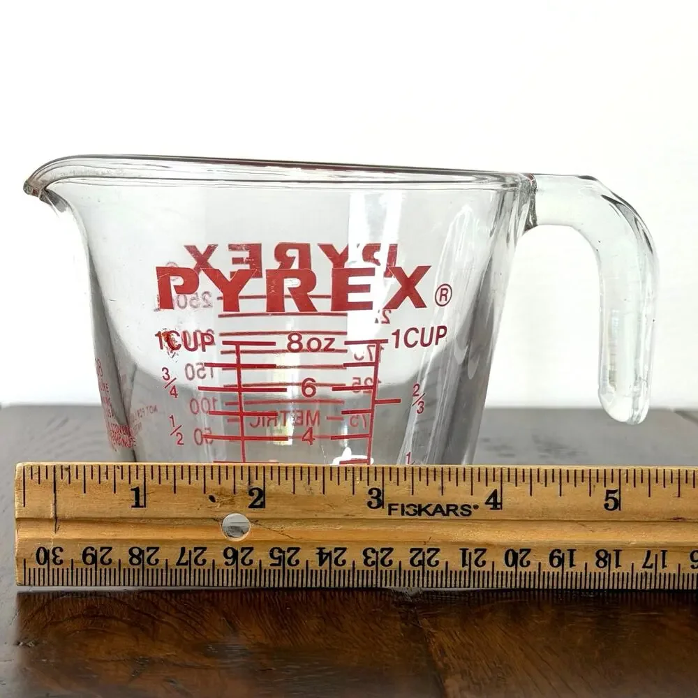 Vintage Pyrex 508 1 Cup Measuring Cup | Glass Measuring Cup with Red Lettering